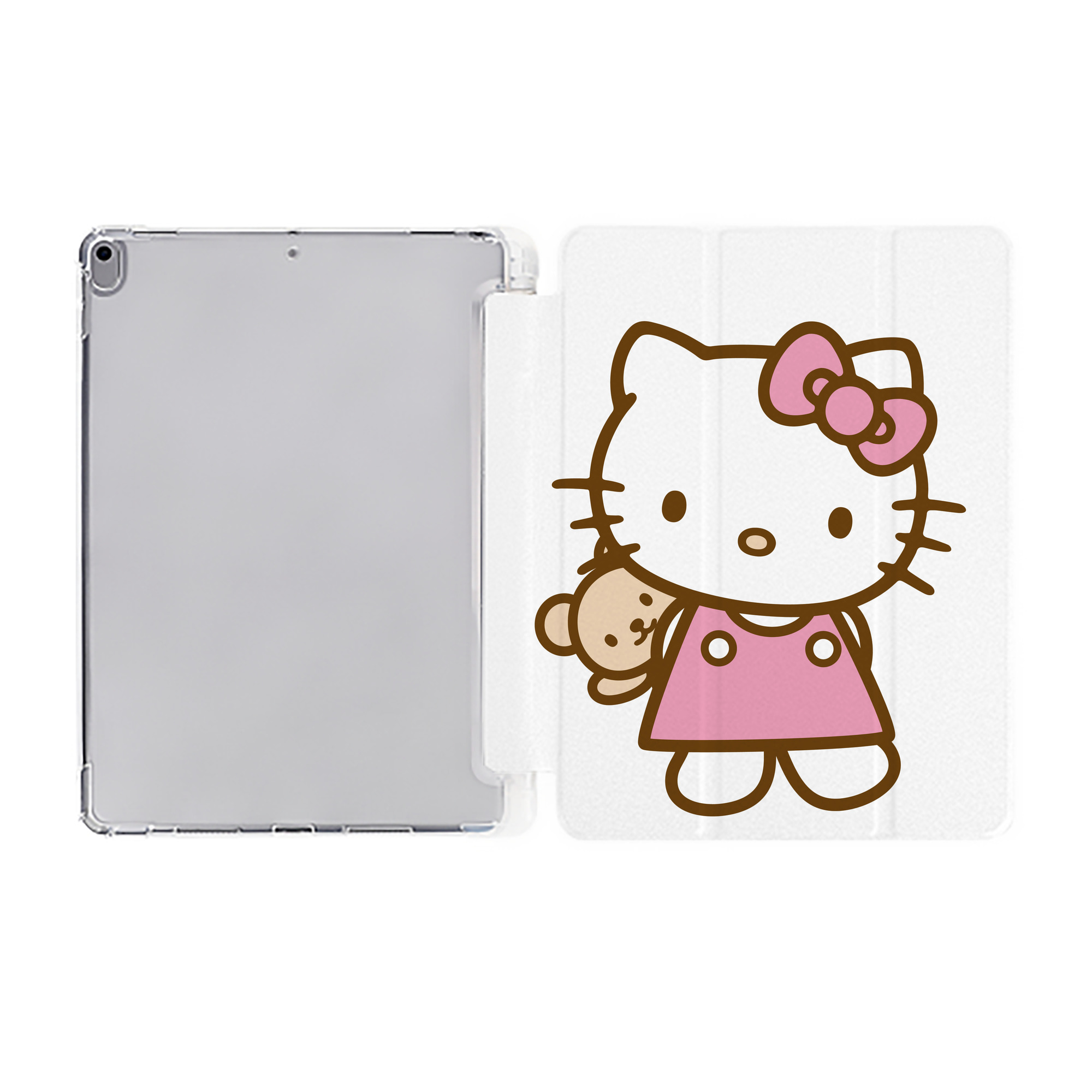 （画像用） Hello Kitty ハローキティ IPad ケース ペン収納付き 三つ折りスタンド PUレザー×シリコン 対応機種9.5/10.5/10.9インチ